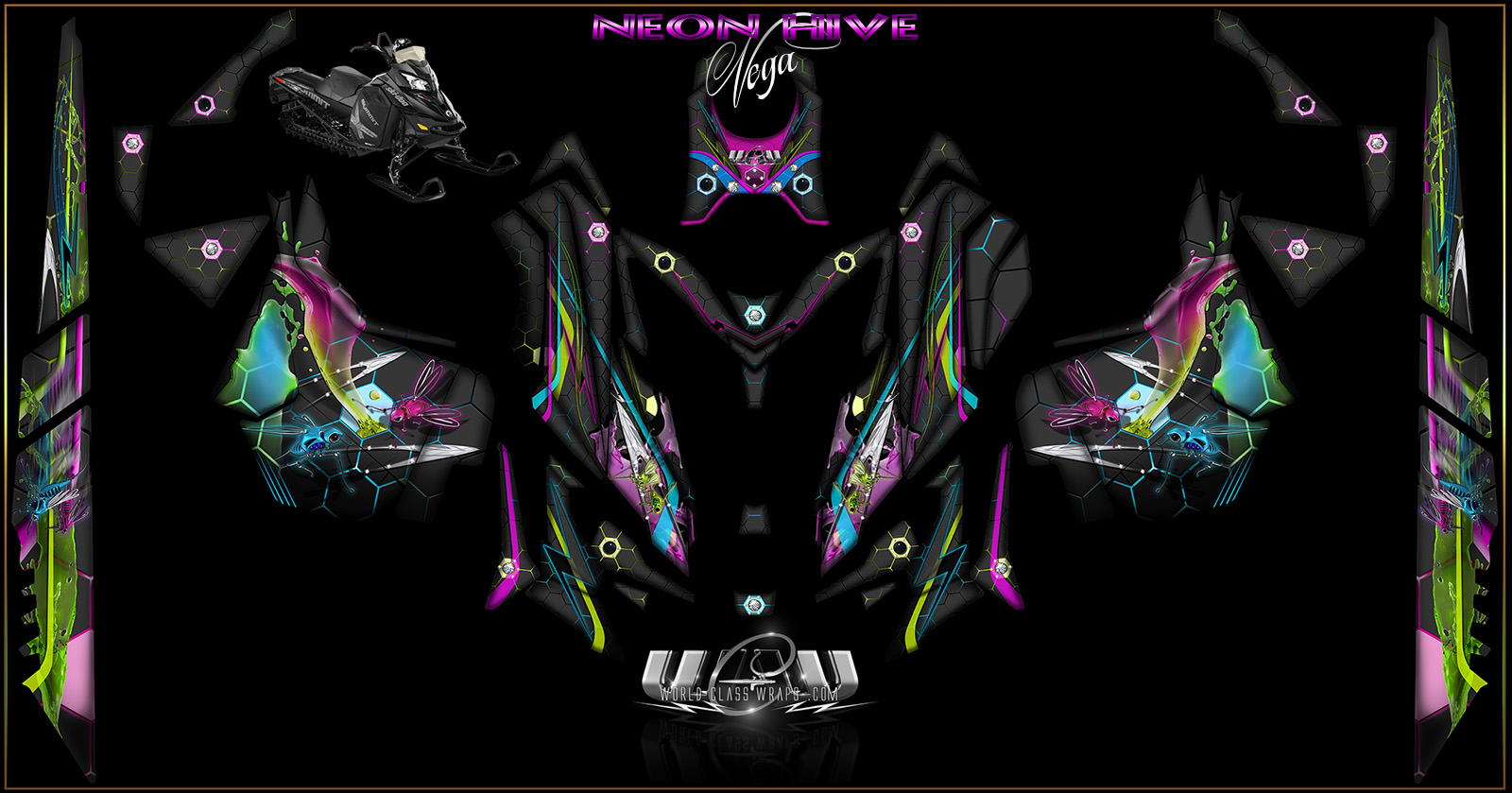SKIDOO SLED WRAP NEON HIVE VEGA